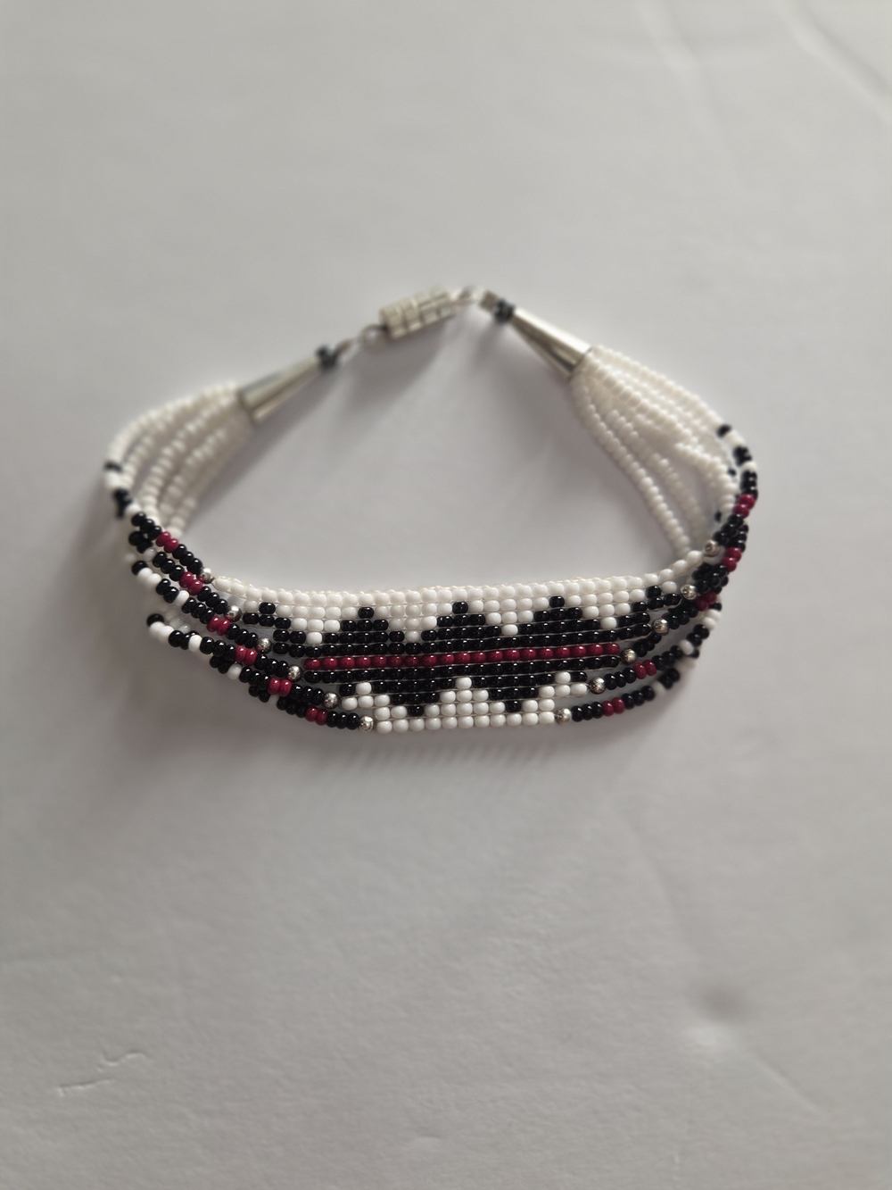 Vintage Southwestern Liquid Seed Bead Multi Strand Geometric Pattern Bracelet